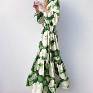 Green and White Amazon maxi dress, NWT, size L